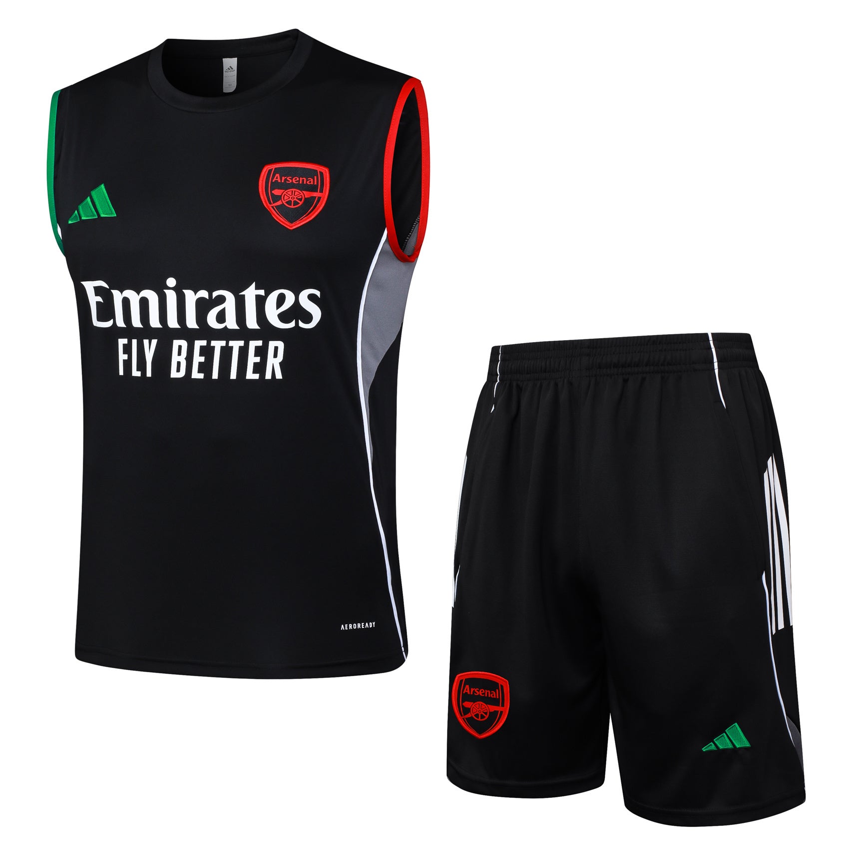 Conjunto sin mangas Arsenal negro verde y rojo