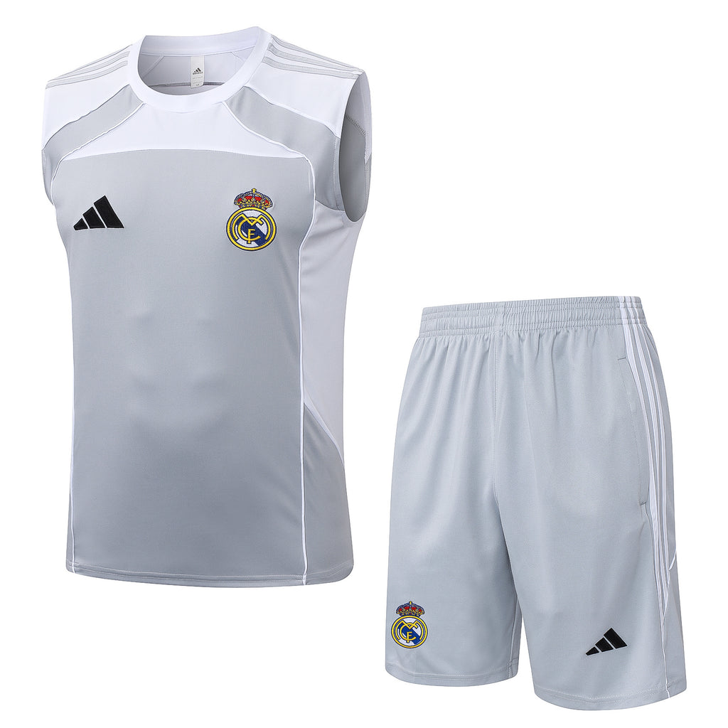 Conjunto sin mangas Real Madrid gris y blanco