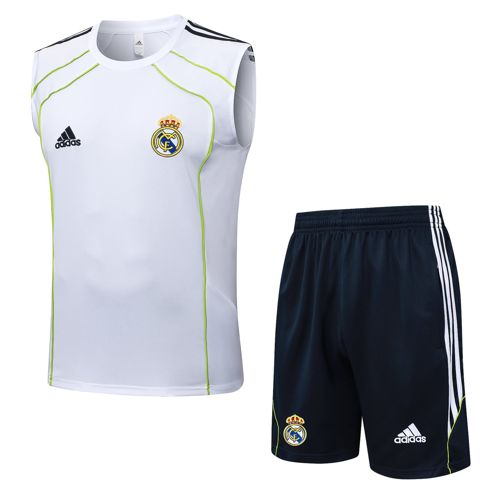 Conjunto sin mangas Real Madrid blanco rayas verdes
