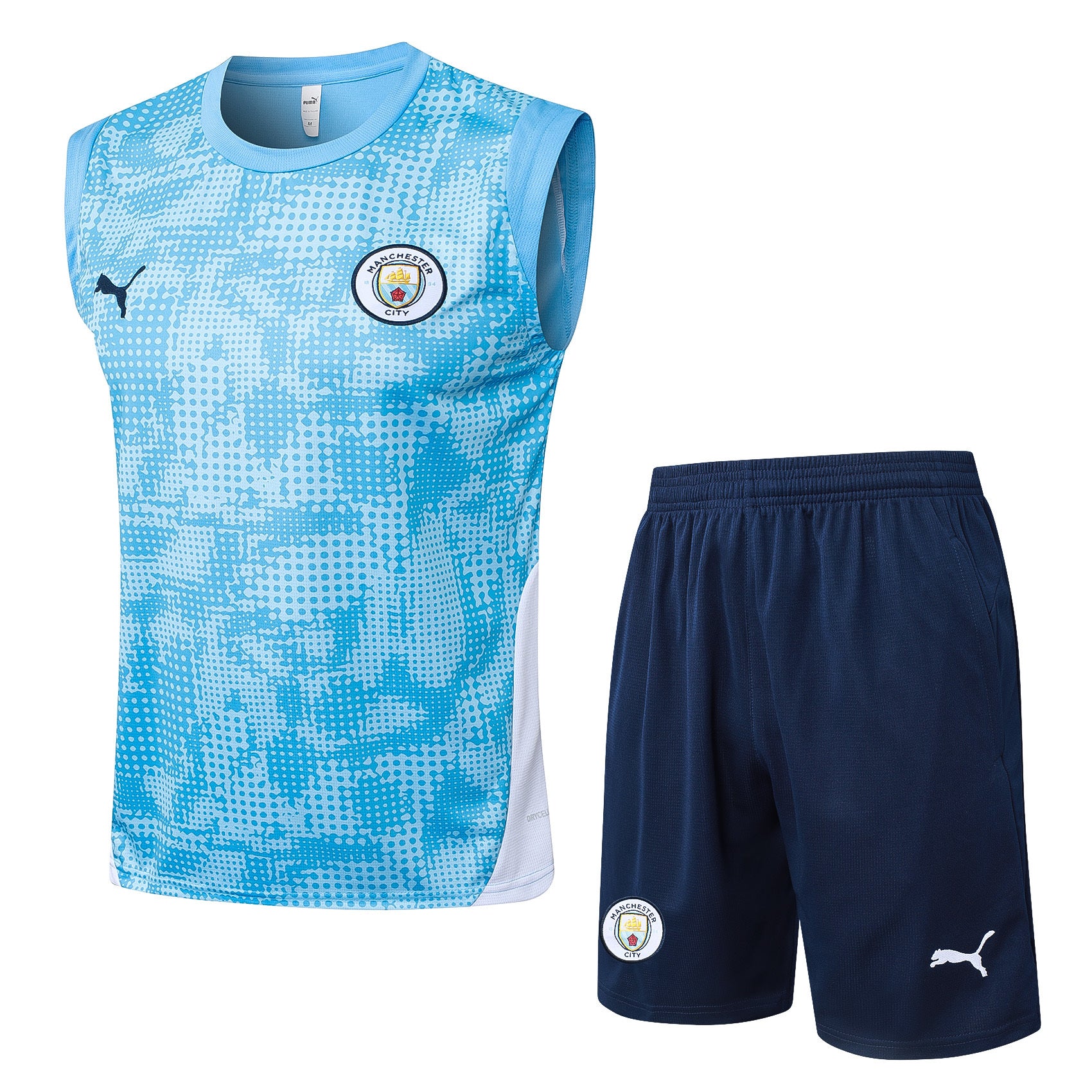 Conjunto sin mangas Manchester City azul con puntos