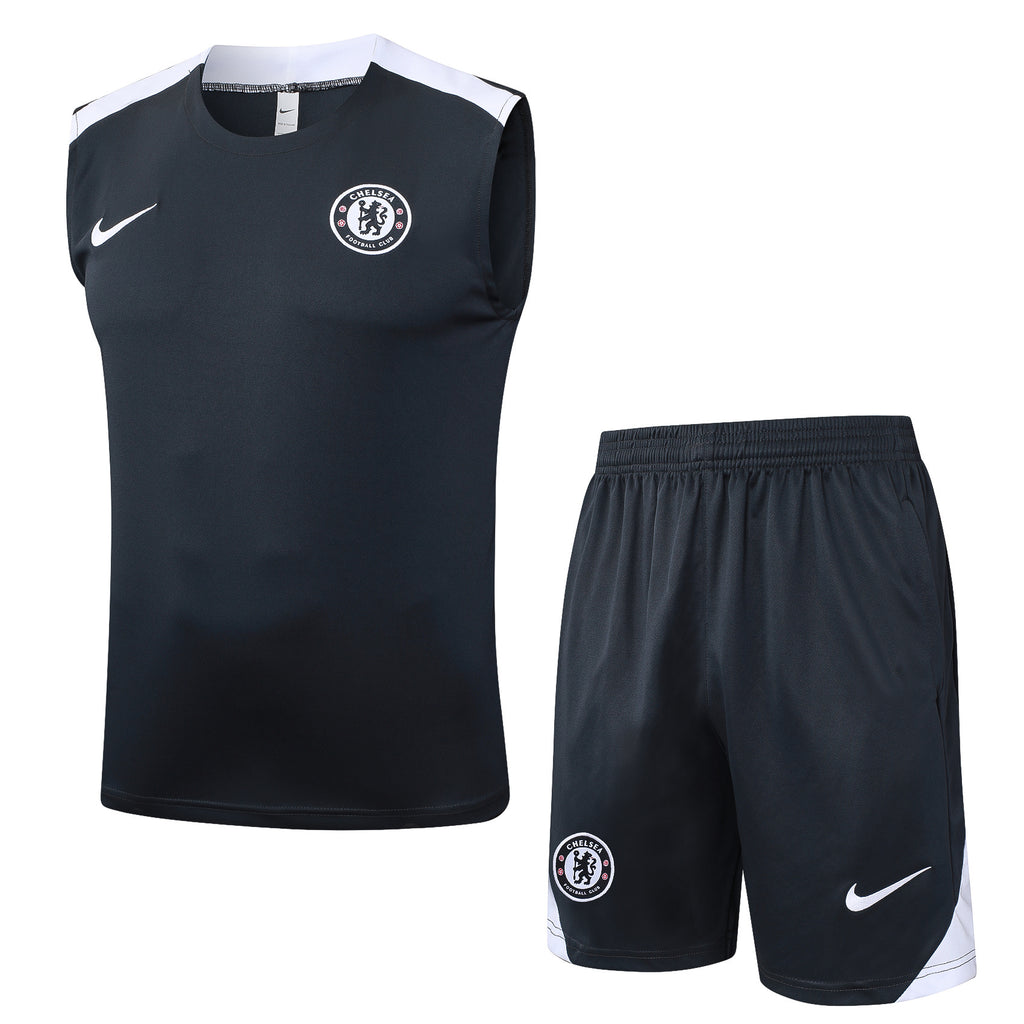 Conjunto sin mangas Chelsea negro y blanco
