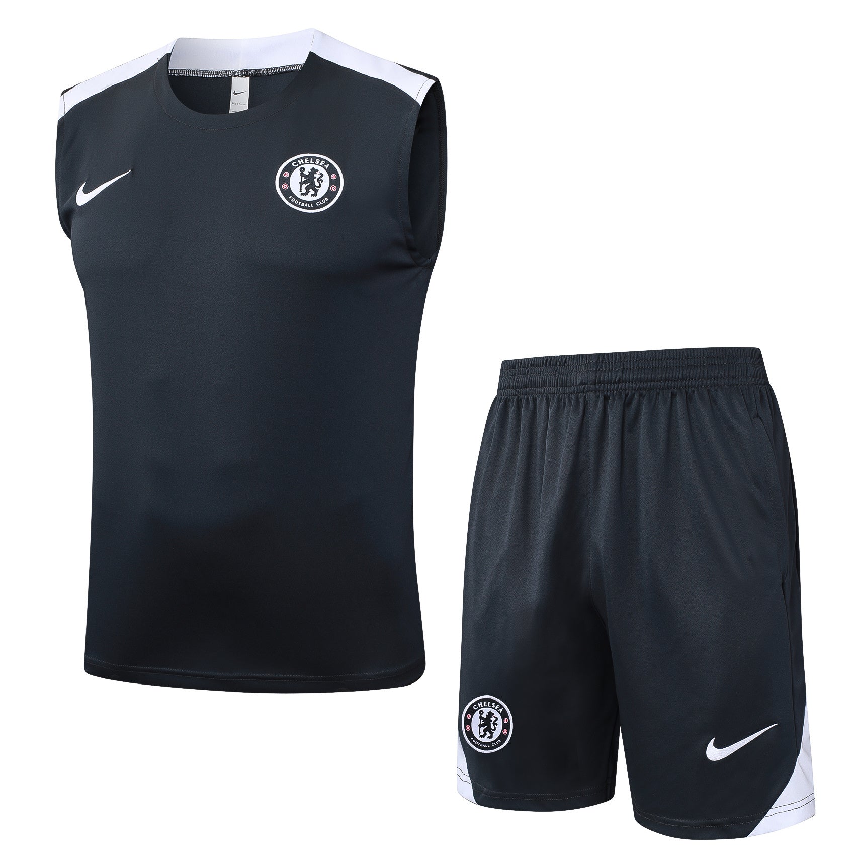 Conjunto sin mangas Chelsea negro y blanco