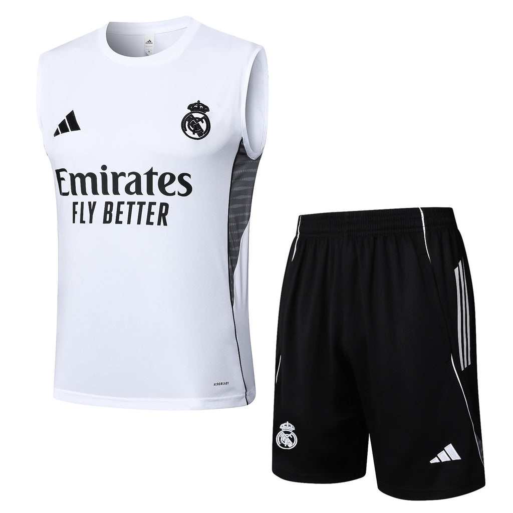 Conjunto sin mangas Real Madrid blanco negro y gris